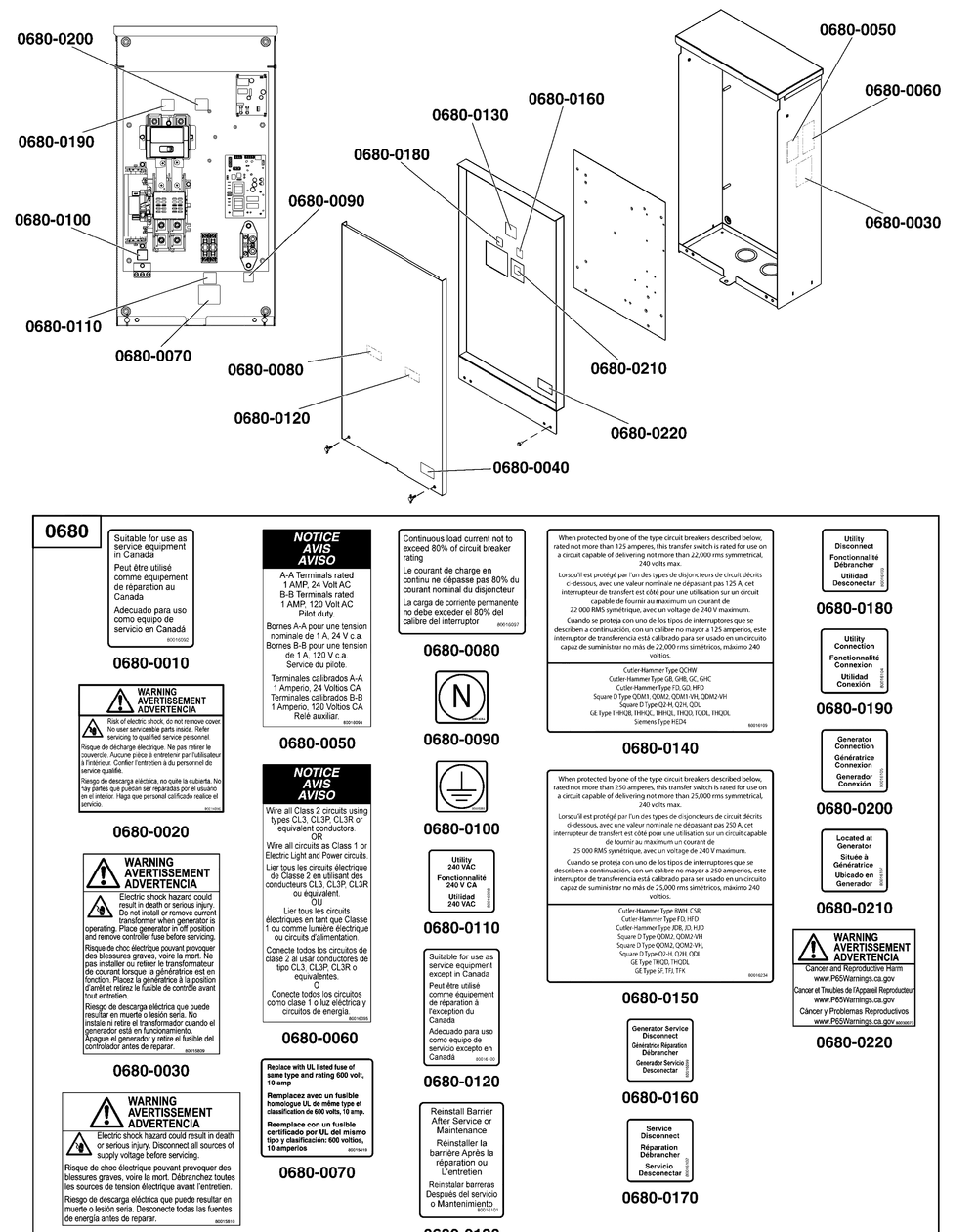 Decals Group - Ats Warning (Used After Serial No. 133634349) Diagram and Parts List for 071054-02  Briggs and Stratton Generator